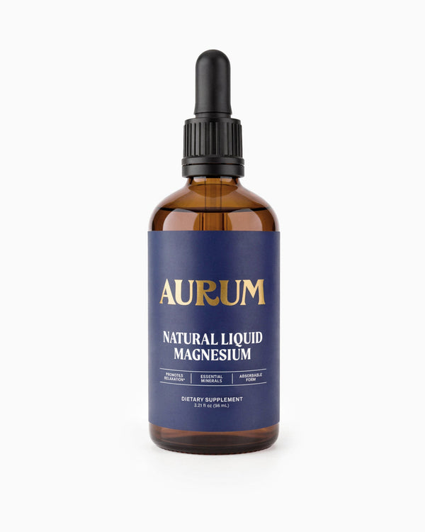Aurum natural liquid magnesium bottle on a white background