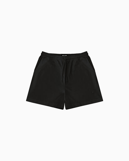 Stealth black all-tonal cotton gym shorts for men — Sol Dept.