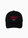 Movement is Medicine Cap in black with red embroidered logo, front view