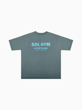 Lifter's Club Oversized T - GREY / ICE BLUE