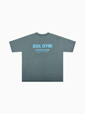 Lifter's Club Oversized T Shirt - GREY / ICE BLUE