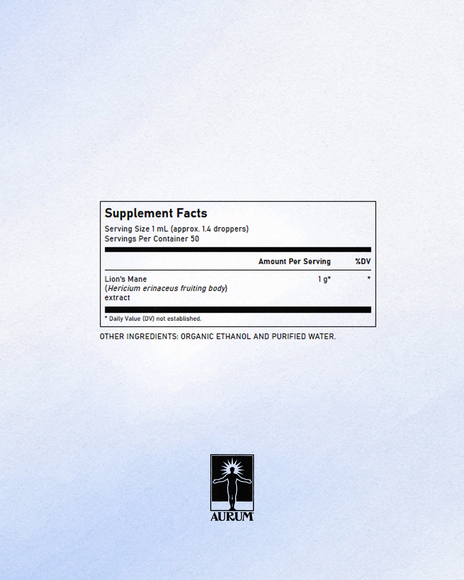Aurum Lions Mane Extract supplement bottle lifestyle shot