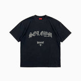 Black t-shirt with 'SOL GYM' text and brand logo on a white background