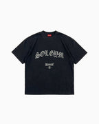 Black t-shirt with 'SOL GYM' text and brand logo on a white background