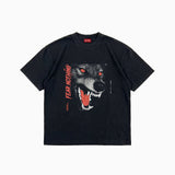 Black t-shirt with a graphic of a wolf and 'FEAR NOTHING' text on a white background