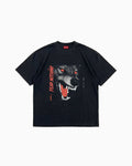 Black t-shirt with a graphic of a wolf and 'FEAR NOTHING' text on a white background