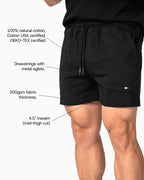 Sol Dept. cotton gym shorts detail on a concrete surface