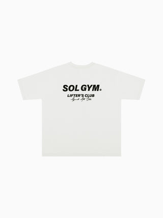 Lifter's Club Oversized T Shirt - WHITE / BLACK Clothing Sol Gym